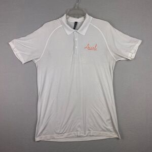 Lululemon Men's Large Metal Vent Tech Polo Shirt White Accel Events & Tents Logo